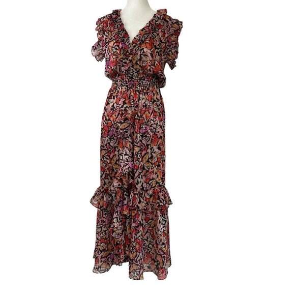 Misa Los Angeles Kidada Dress in Fire Flora Medium New Womens Midi - Picture 7 of 13